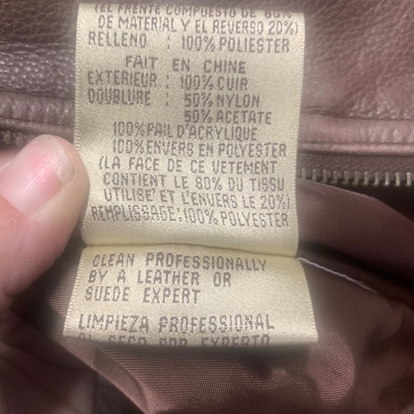 Vintage Colebrook & Co Brown Leather Aviator Jacket Sherpa Collar Women’s Sz Med - Picture 10 of 15